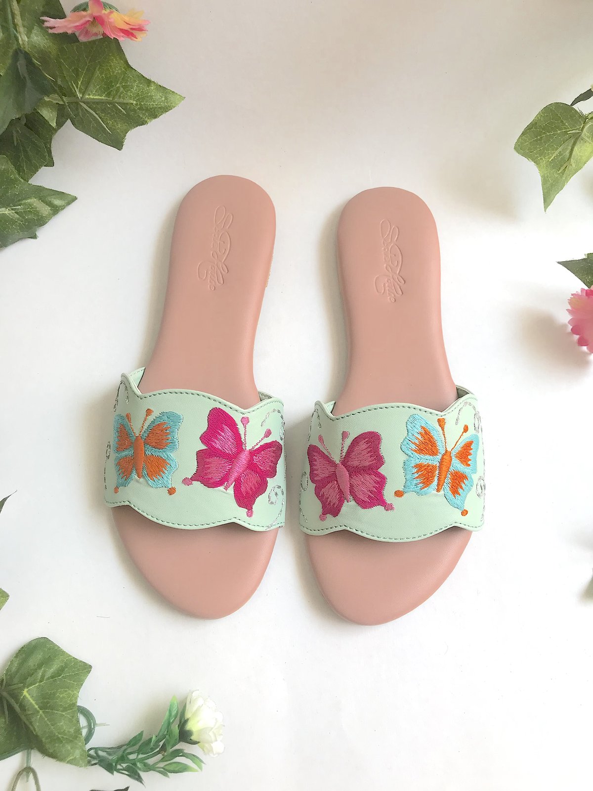 Sea Green Butterfly Swirls Flats
